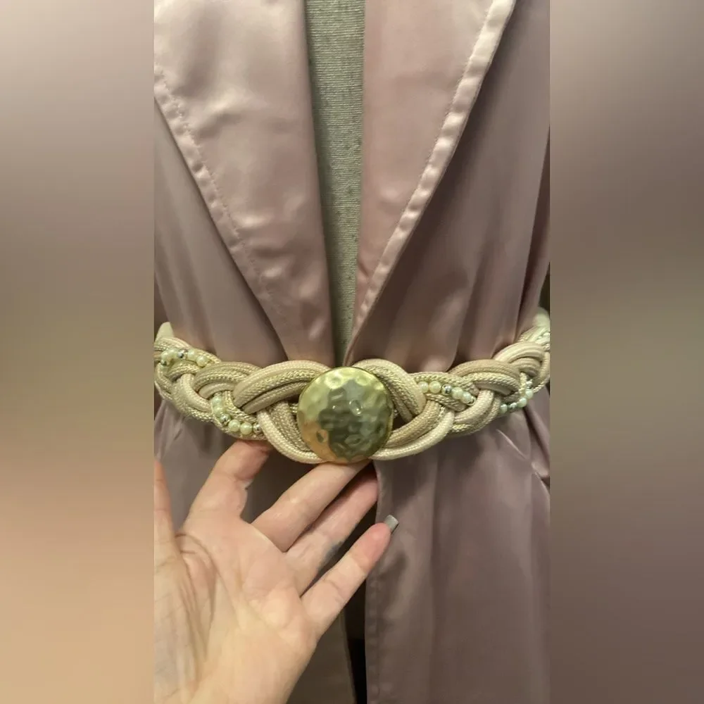 House of CB pink satin belted coat, XS - Picture 6 of 12